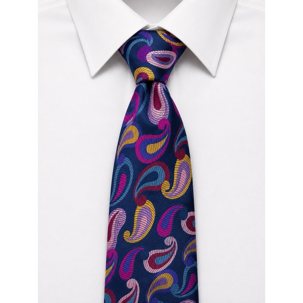 Duchamp London Necktie Mens Blue Multicolor Psychedelic Paisley Silk Designer